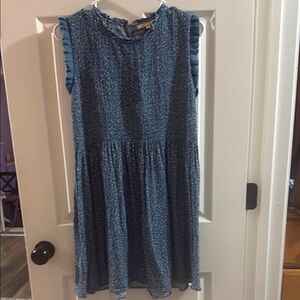Textured Sleeveless Dress – Blue, Size Large Petite
